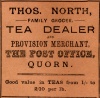  Advertisement by Thomas North, Quorn, 1891 