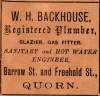  Advertisement by W. H. Backhouse, Quorn, 1891 