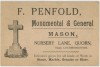  Frederick Penfold, Quorn stonemason 