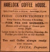  Advertisement by F. Facer (Havelock Coffee House), Quorn, 1891 
