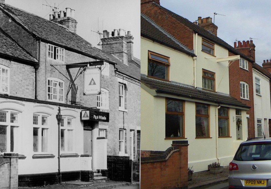 60 Station Road/The Pig and Whistle Pub - then and now