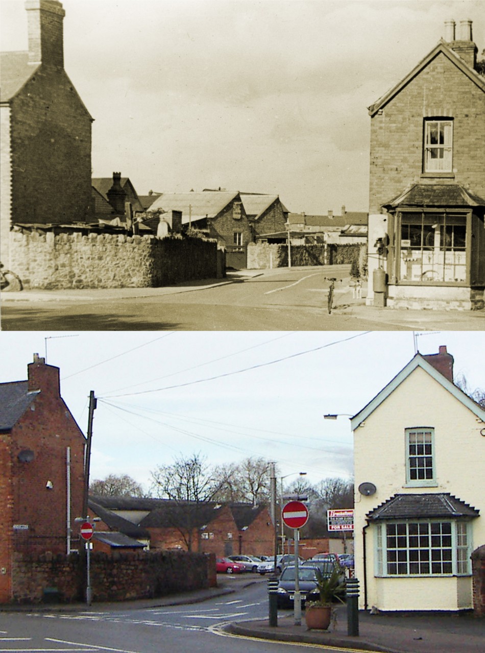 Corner of School Lane and Leicester Road � then and now