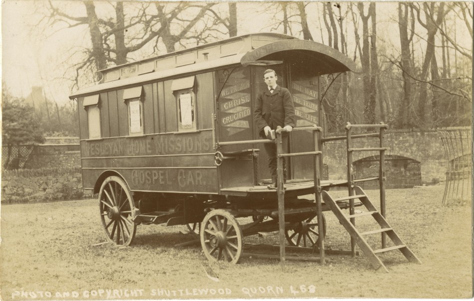 Wesleyan Home Missions  Gospel Car in the Memorial Gardens in about 1907/1908