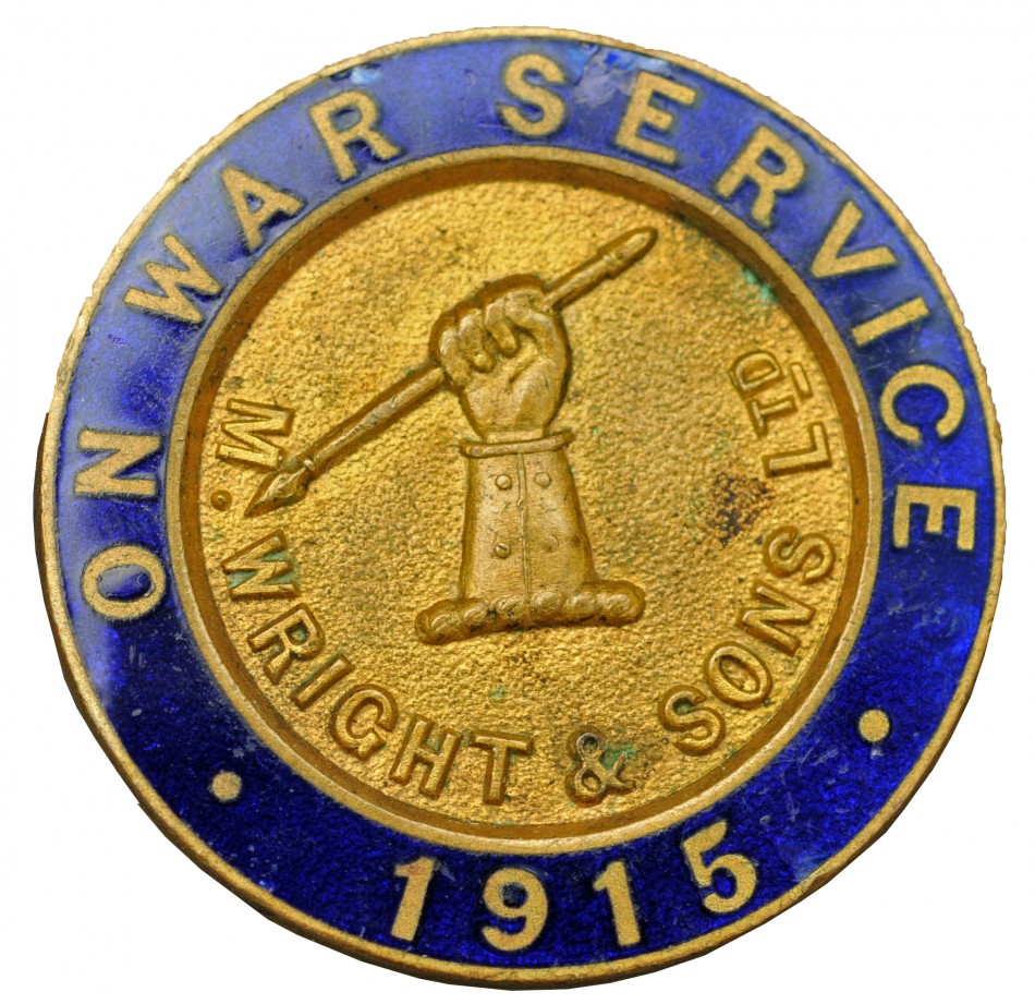 WW1, Wrights factory �War Service� lapel badge