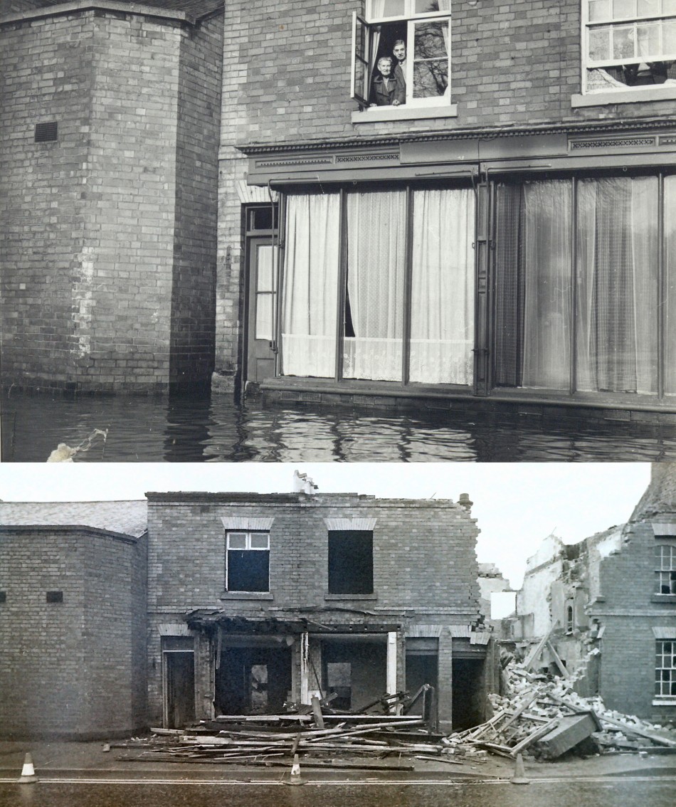 Harry and Ada Yeomans - floods on Leicester Road in 1960