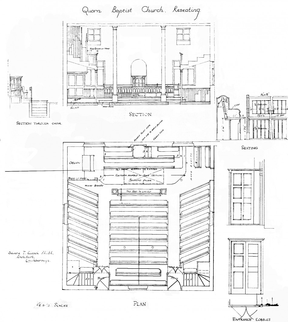 Quorn Baptist Church reseating plan, 1930