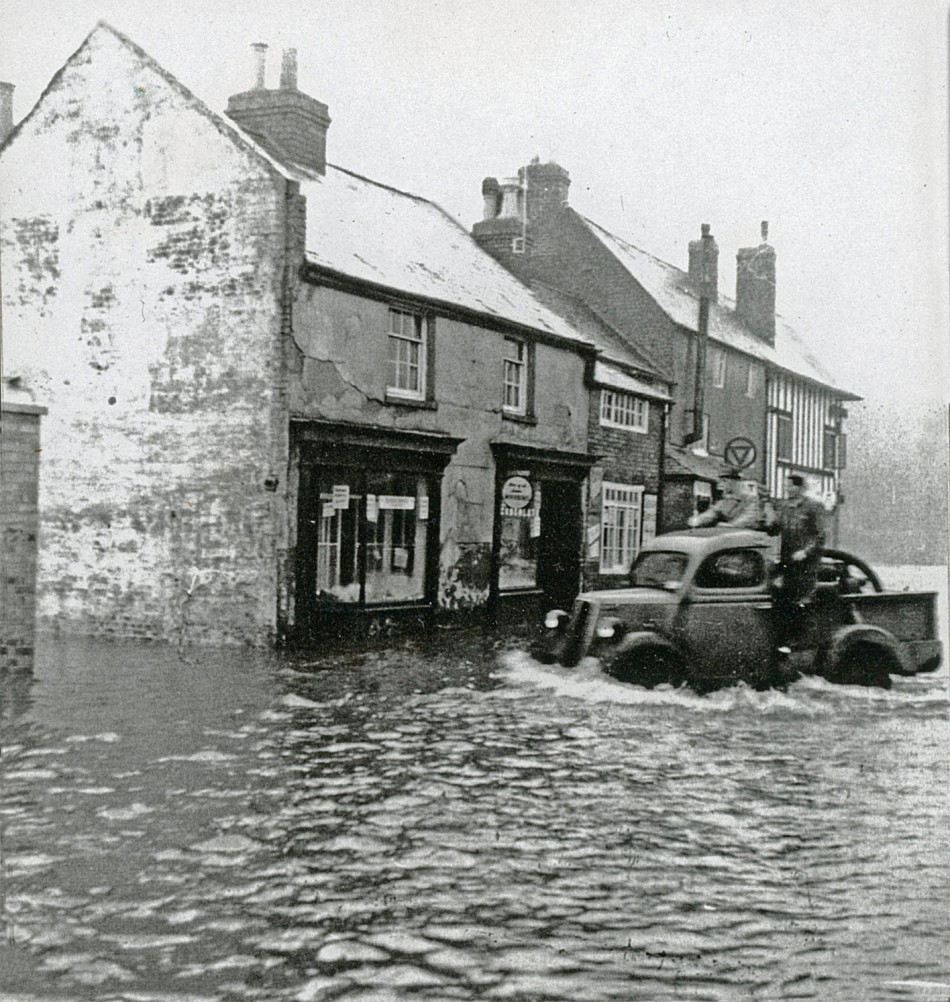 Floods on Station Road, probably 1947