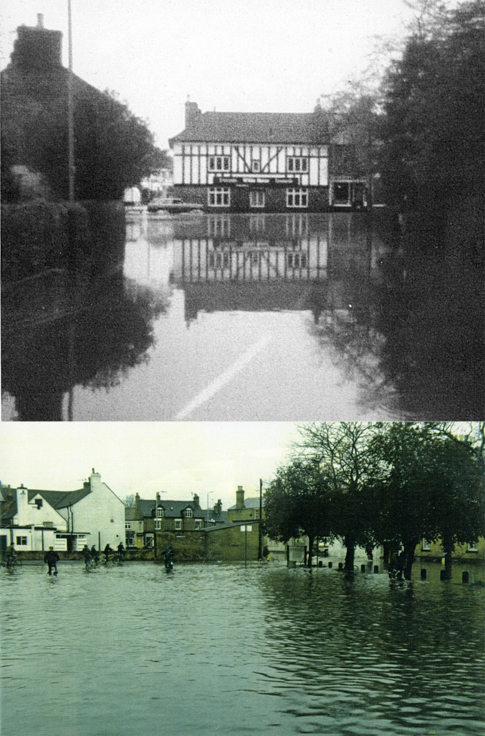 Floods around the White Horse pub, Quorn, 1986