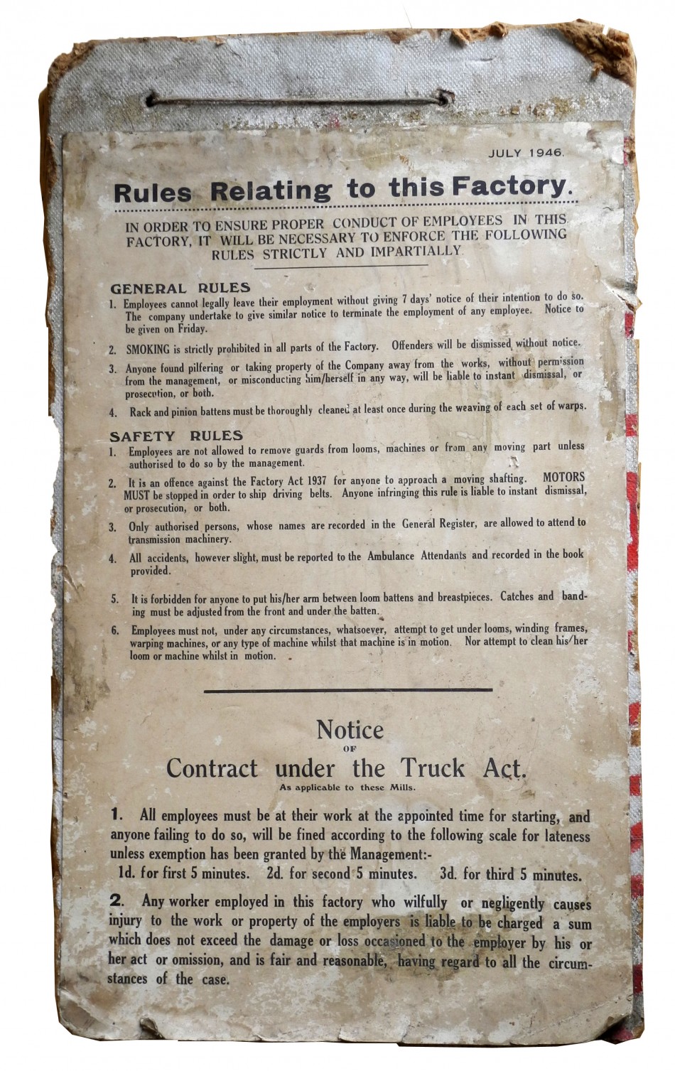 Wrights Factory Rules, 1946