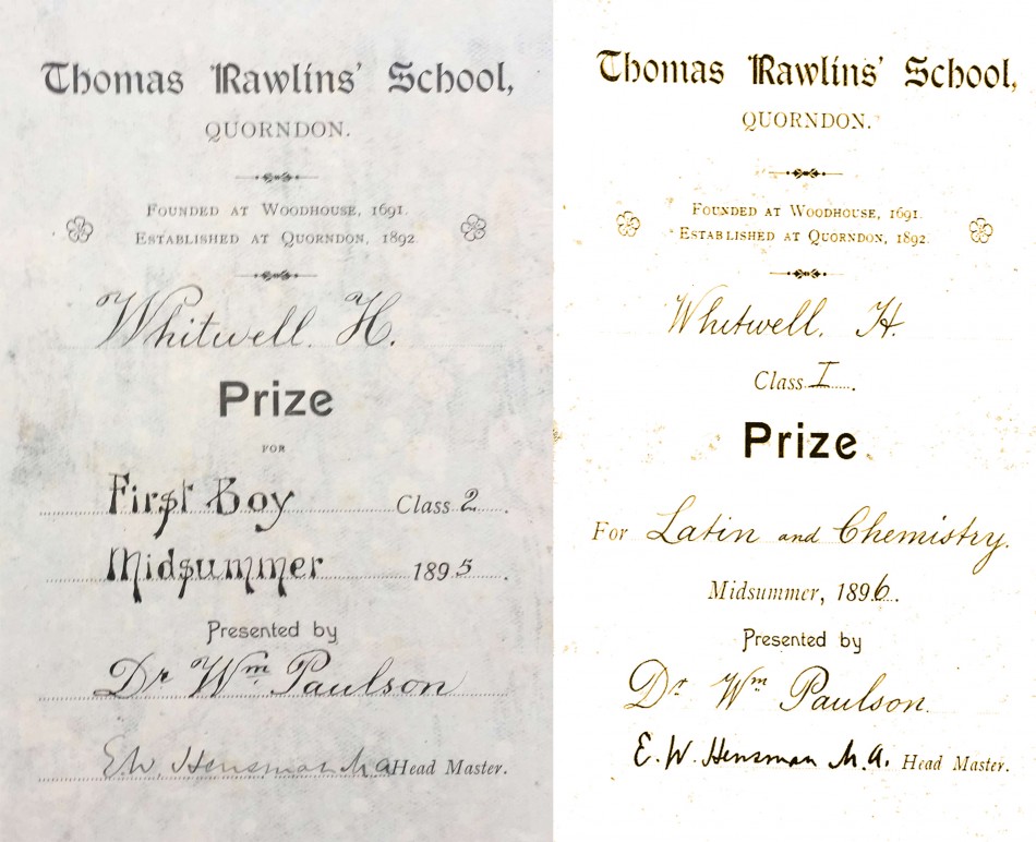 Prizes from Rawlins School, Quorn - 1890s