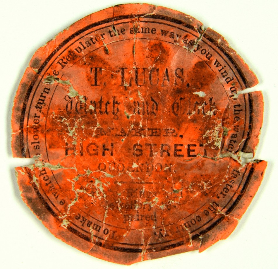 Thomas Lucas, jeweller, Quorn - Watch paper