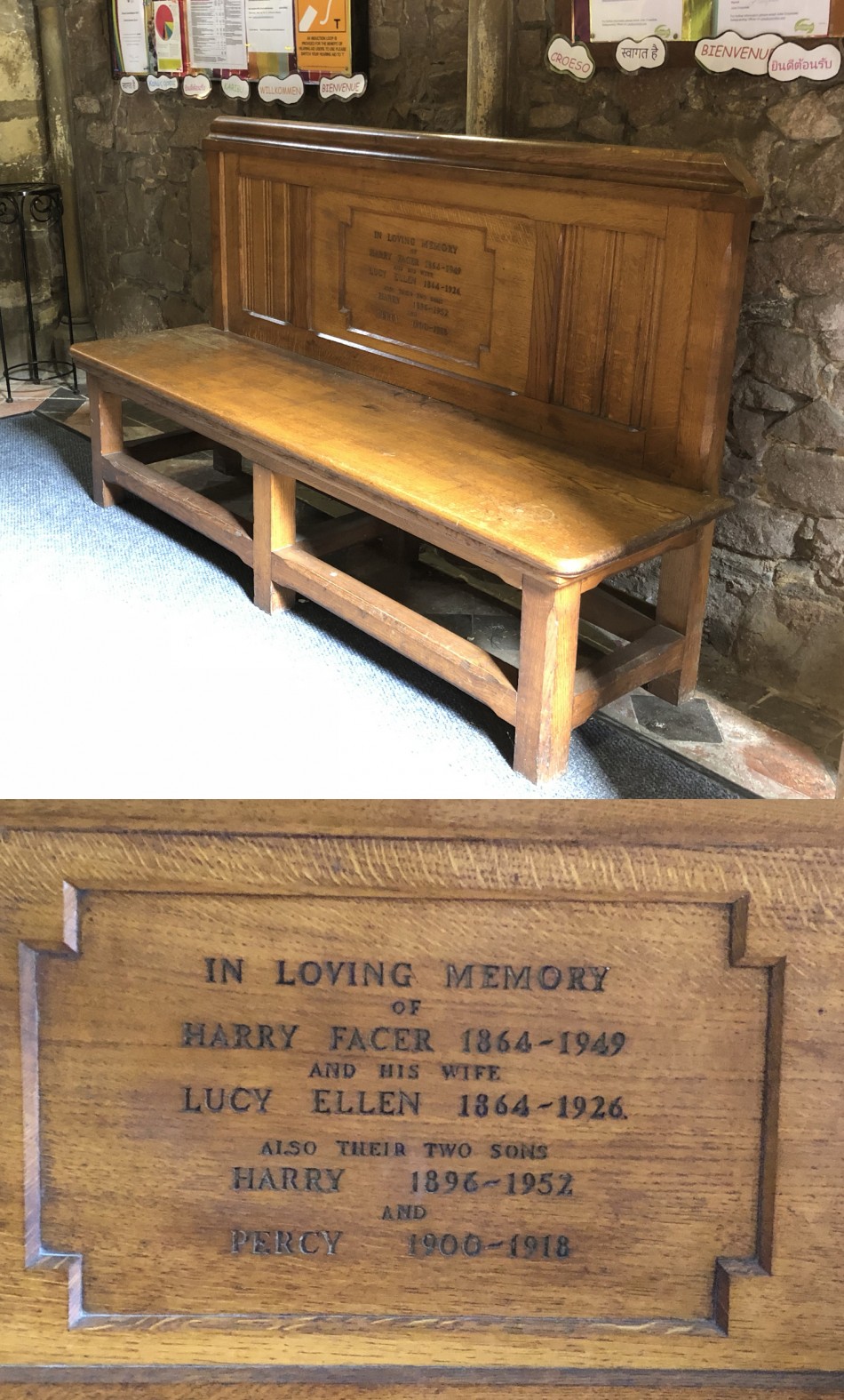 Facer family memorial bench � St Bartholomew�s Church, Quorn