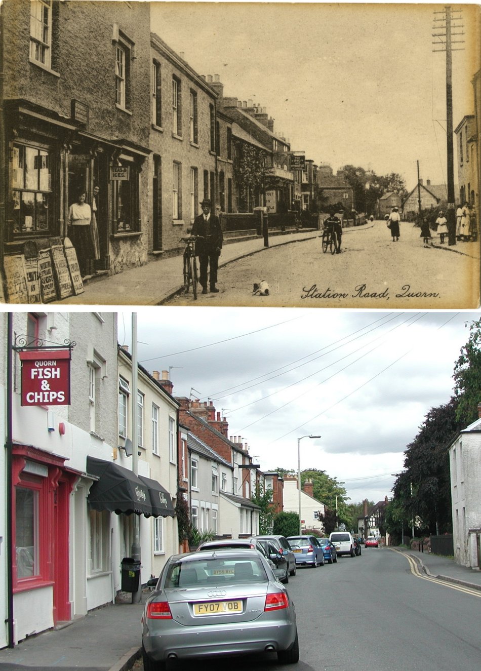 Station Road, Quorn - then and now