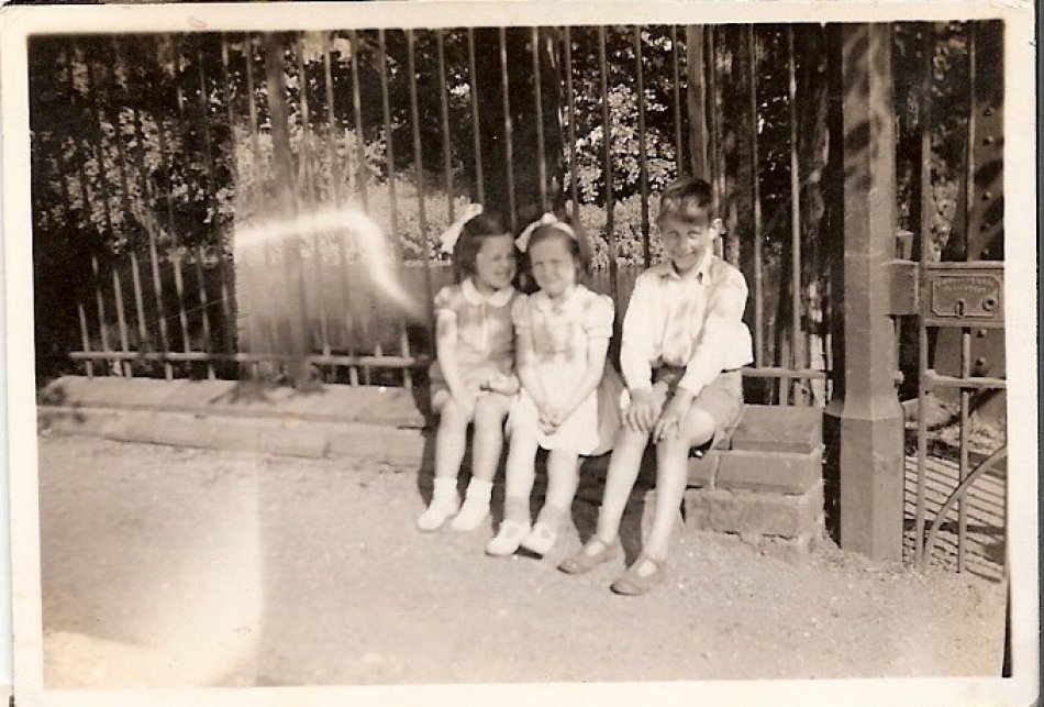 Children sitting on wall