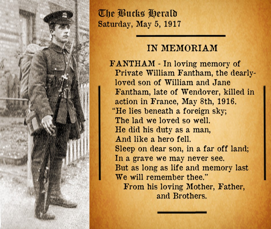 William Fantham, GCR Platelayer, Quorn, killed in WW1