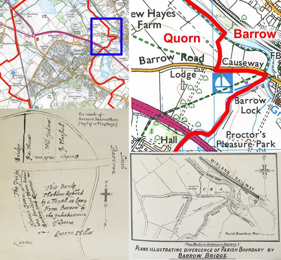 A story about Quorn Parish boundary by Barrow Bridge, from 1909