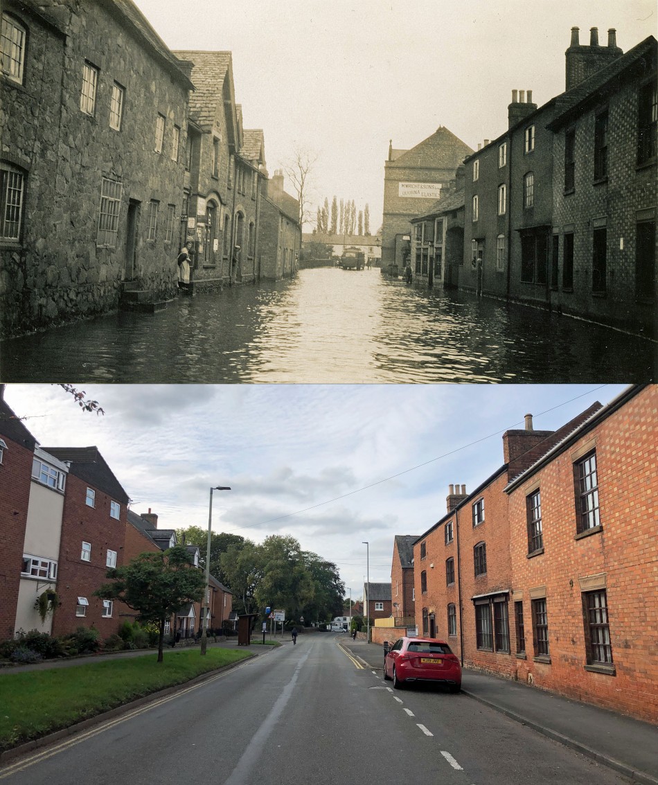 Leicester Road floods � Then and Now