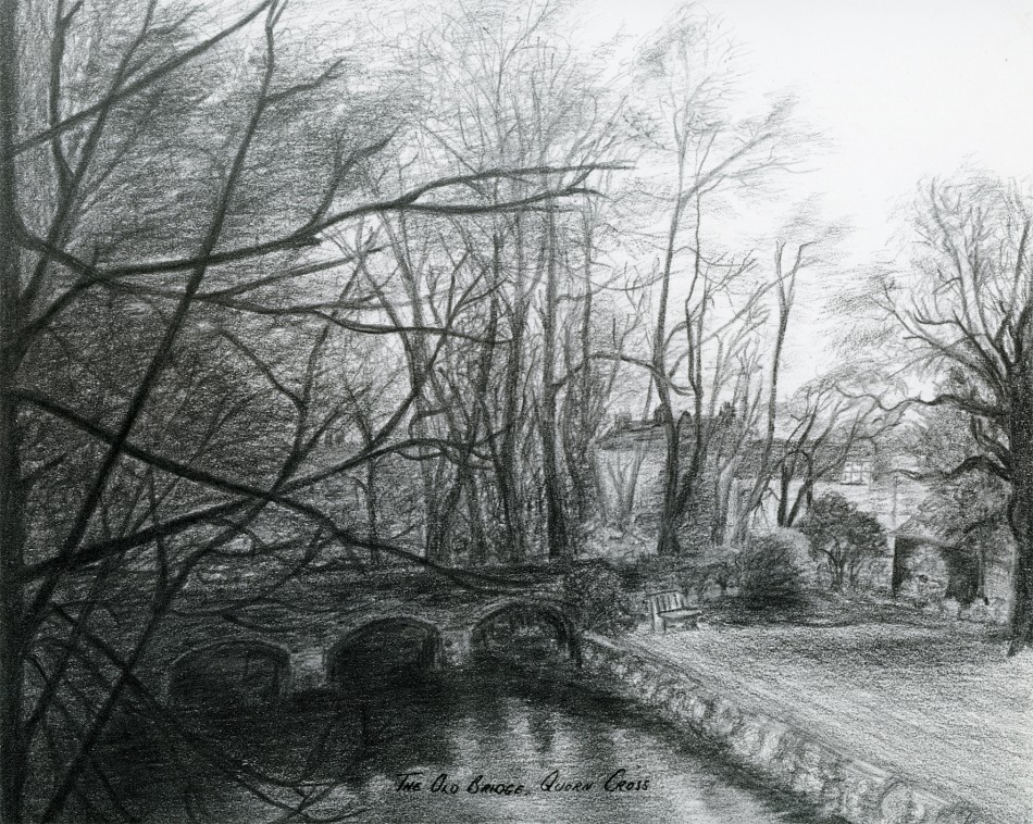 Drawing of Buddon Brook/Quorn Memorial Gardens, late 1980s