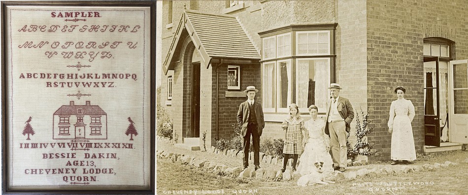 Bessie Dakin, Quorn � Sampler and Postcard