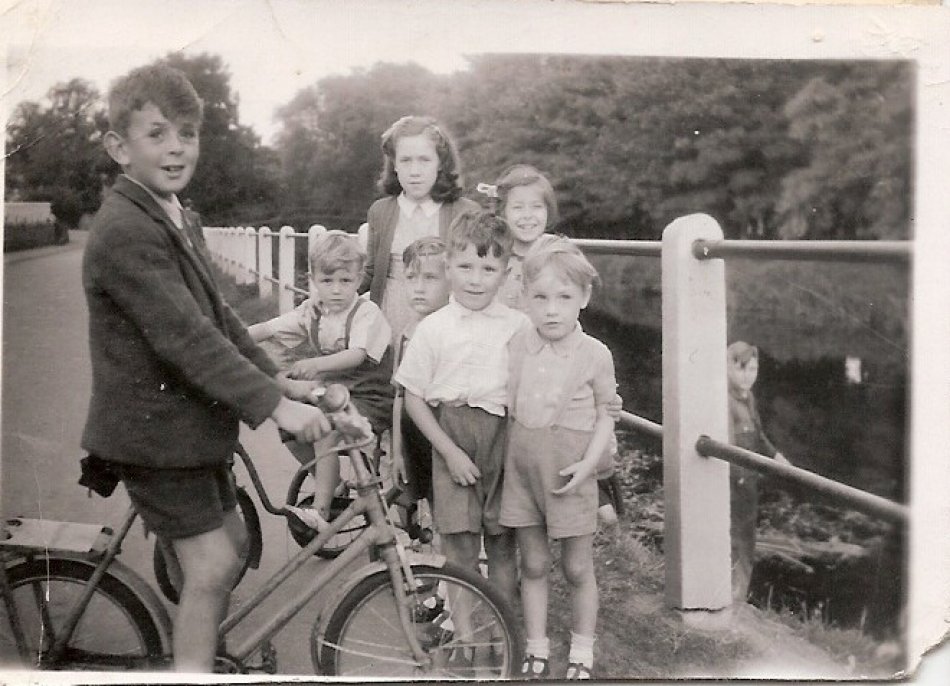 Children and bike 1940s