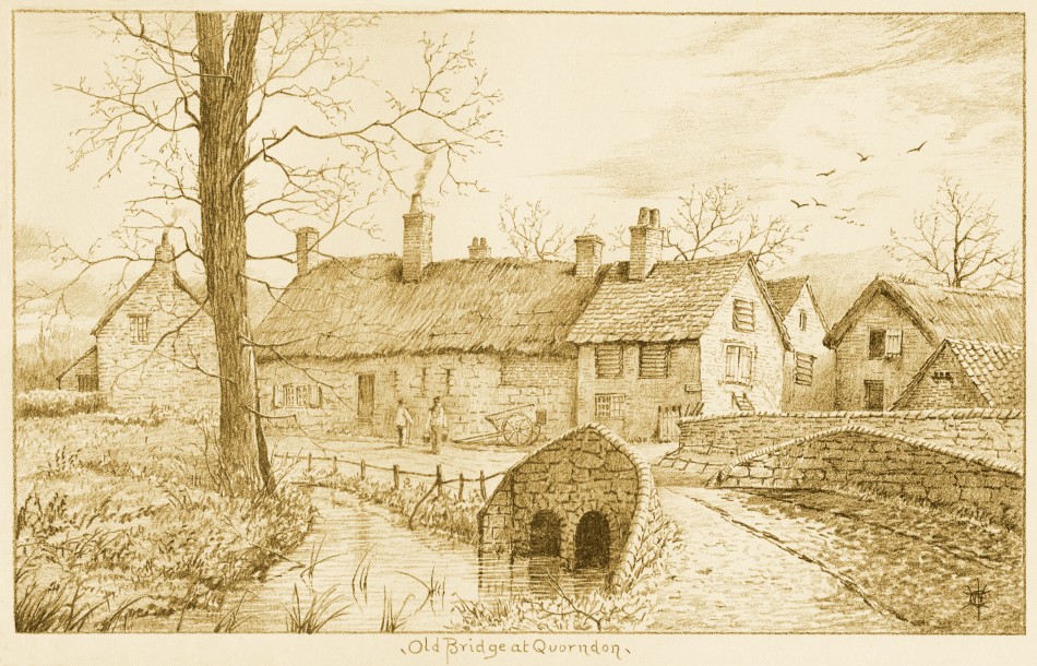 Sketch drawing of Little Bridge on School Lane by W E Cooke.