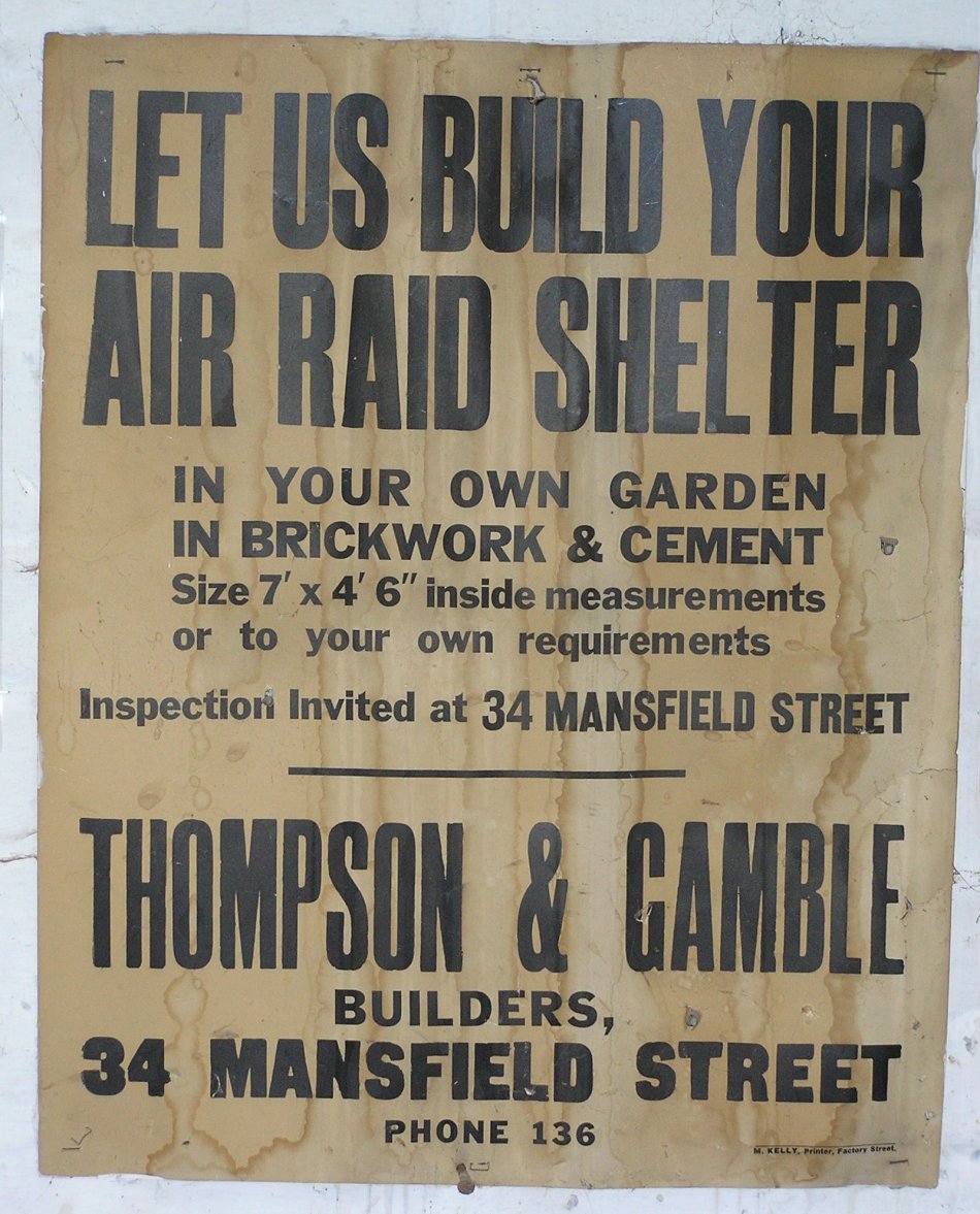 Air Raid Shelter Poster, Gambles, Quorn