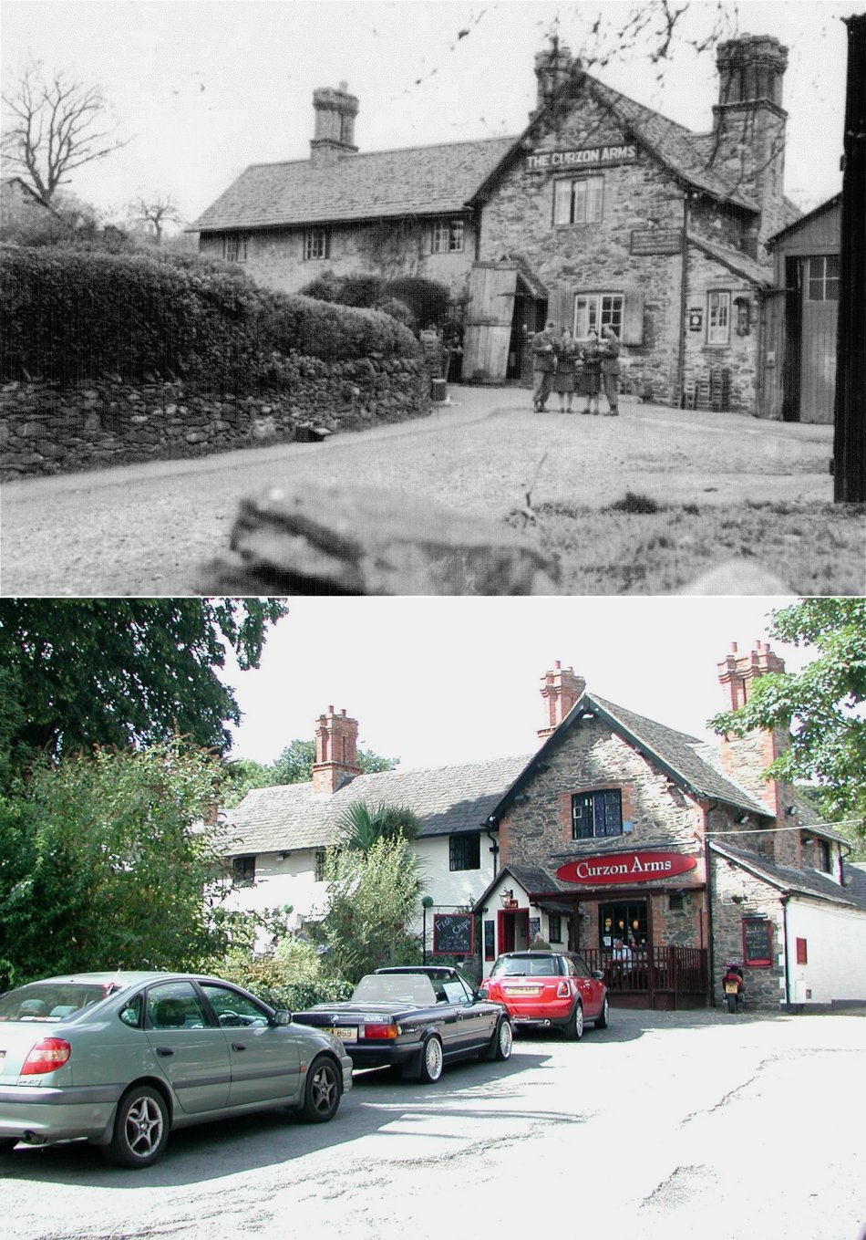 Troops at The Curzon Arms - then and now