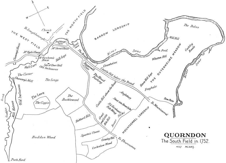 Quorndon Map, South Field,  1752