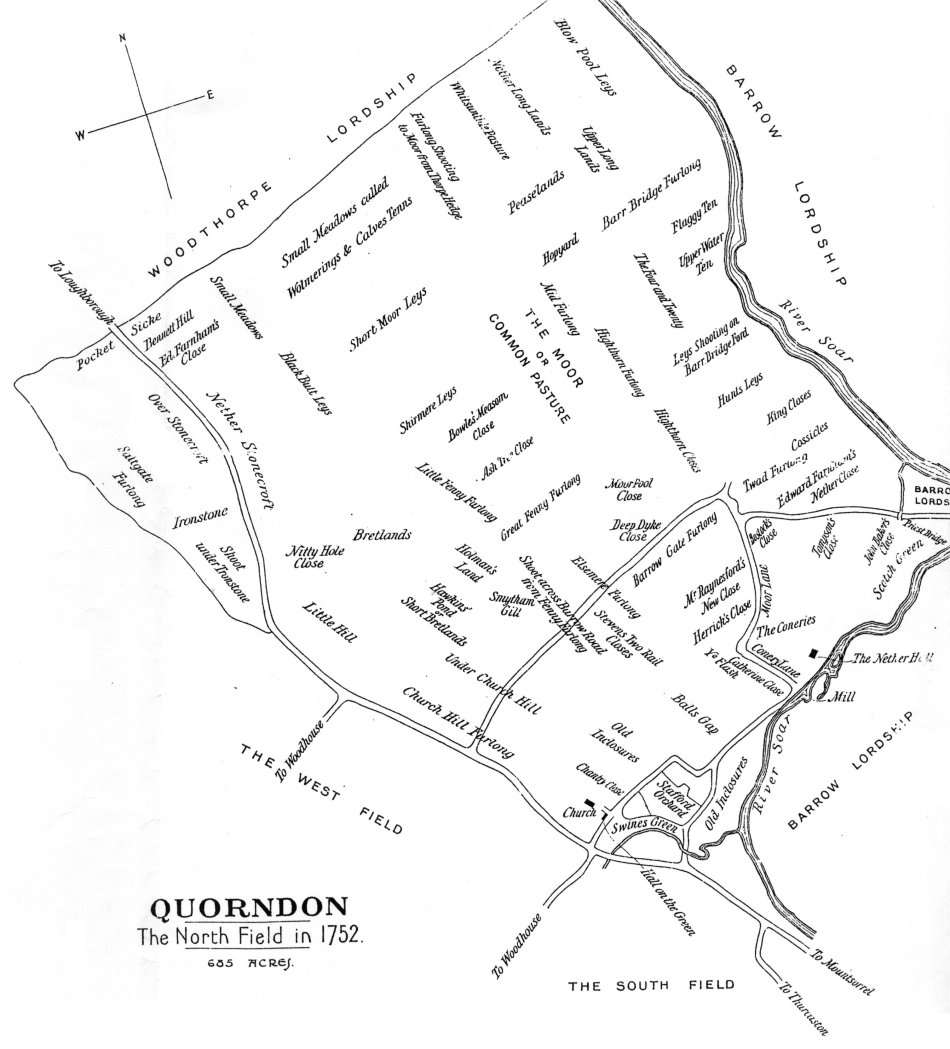 Quorndon Map, North Field, 1752
