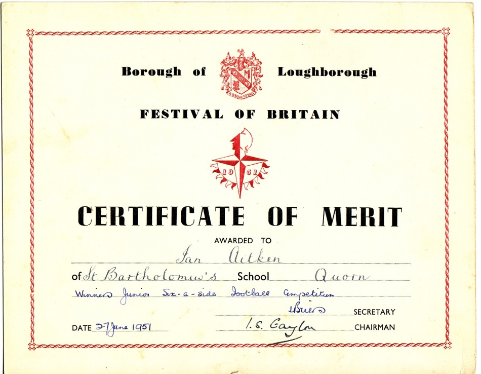 Certificate of Merit 1951