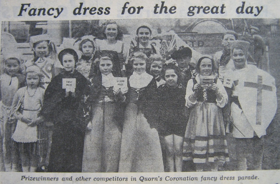 Quorn's Coronation pageant and comic football rained off - 1953