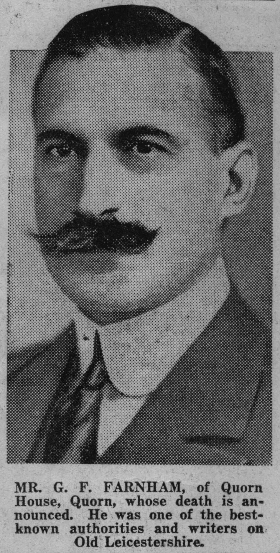 Death of George Francis Farnham - 1933